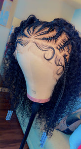 22” Kinky Curly  with Free Style Braids - HD Lacefront Unit