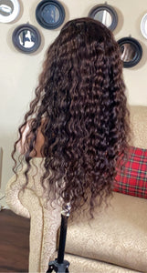 22” WaterWave Dark roots + Chocolate & Honeybrown highlights - Lacefront Wig