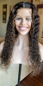 22” WaterWave with Subtle Caramel Highlights! - Lacefront Wig