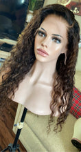 Load image into Gallery viewer, 22” WaterWave Dark roots + Chocolate &amp; Honeybrown highlights - Lacefront Wig