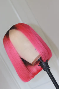 Barbie Pink Blunt Bob 💕 with Dark Roots | Lace Closure Unit