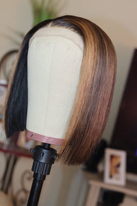 Ready To Wear (GLUELESS) - 6x6 Lace Closure Bob with Highlights